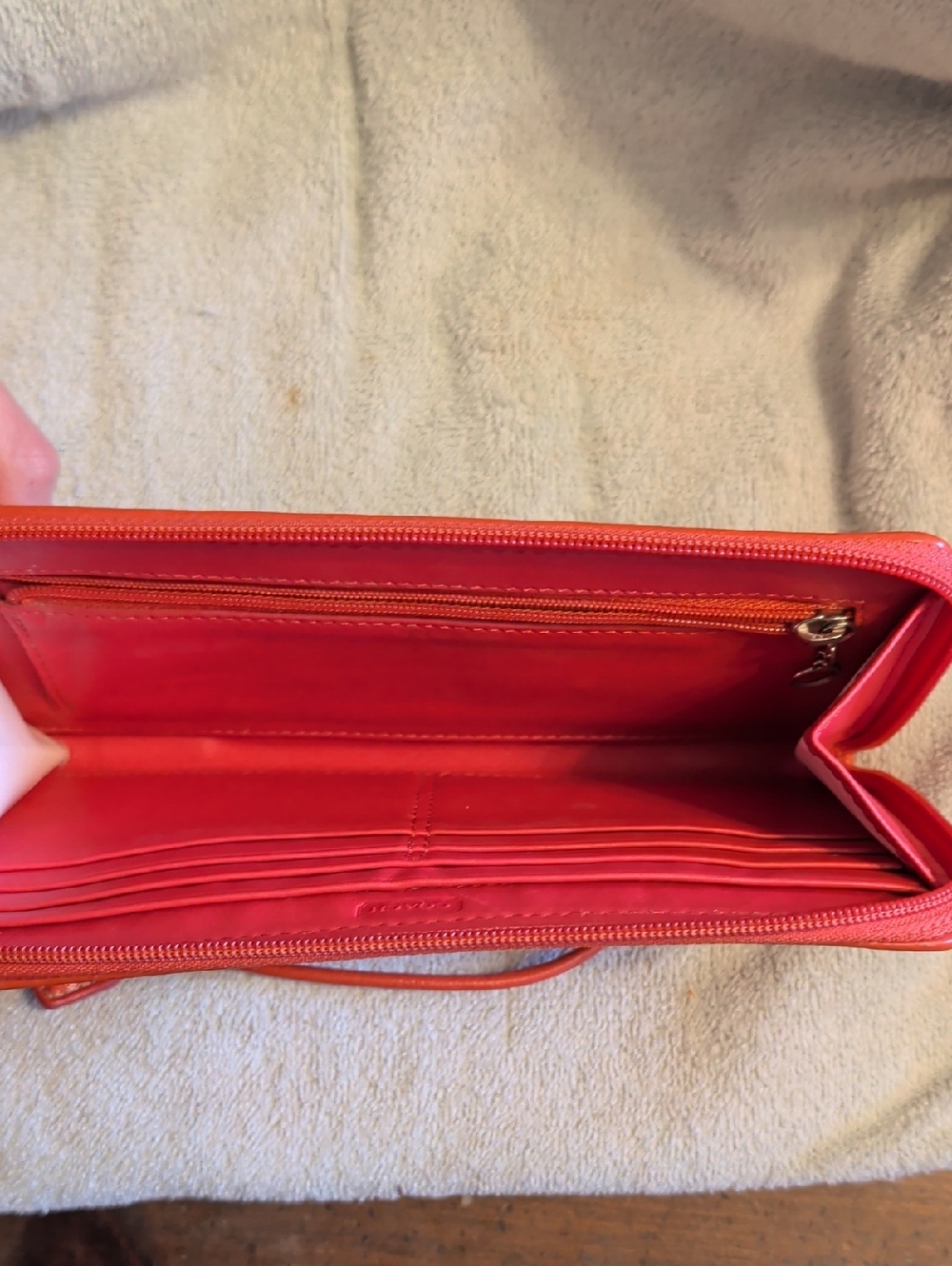 Coach Pink Signature Canvas Wristlet with Coral Trim - Picture 3 of 4